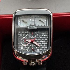 Invicta Men's Carbon Fiber Dial Chronograph Watch - Black & Red